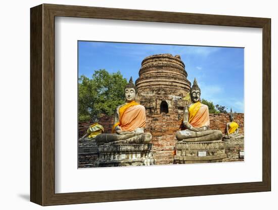 Ayutthaya, Thailand. Large Buddha at Wat Phra Mahathat, Ayutthaya Historical Park, near Bangkok.-Miva Stock-Framed Photographic Print