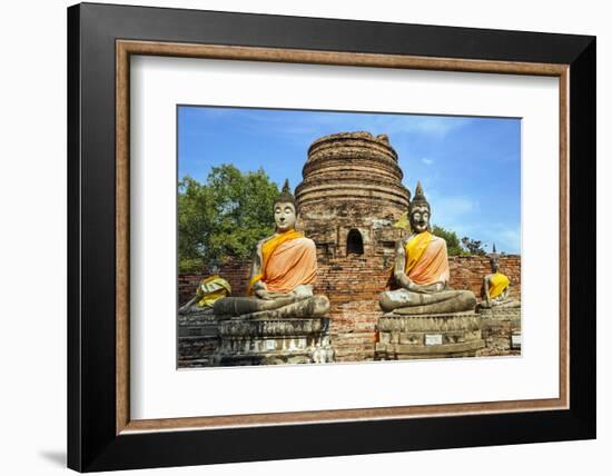 Ayutthaya, Thailand. Large Buddha at Wat Phra Mahathat, Ayutthaya Historical Park, near Bangkok.-Miva Stock-Framed Photographic Print