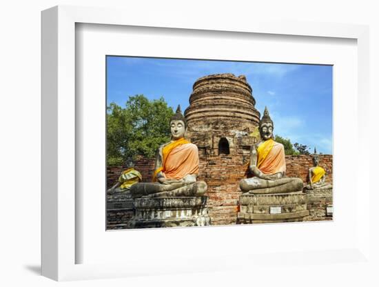 Ayutthaya, Thailand. Large Buddha at Wat Phra Mahathat, Ayutthaya Historical Park, near Bangkok.-Miva Stock-Framed Photographic Print