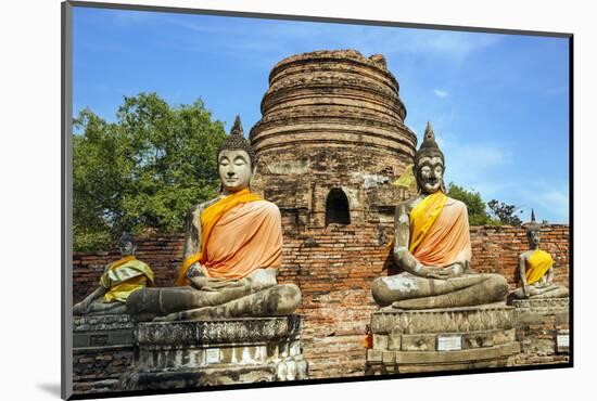 Ayutthaya, Thailand. Large Buddha at Wat Phra Mahathat, Ayutthaya Historical Park, near Bangkok.-Miva Stock-Mounted Photographic Print