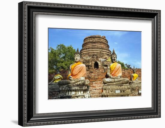 Ayutthaya, Thailand. Large Buddha at Wat Phra Mahathat, Ayutthaya Historical Park, near Bangkok.-Miva Stock-Framed Photographic Print