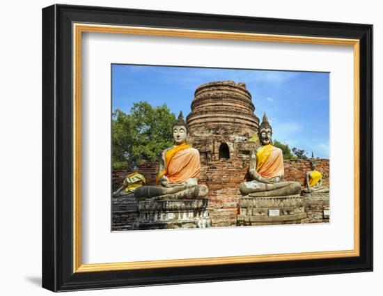 Ayutthaya, Thailand. Large Buddha at Wat Phra Mahathat, Ayutthaya Historical Park, near Bangkok.-Miva Stock-Framed Photographic Print