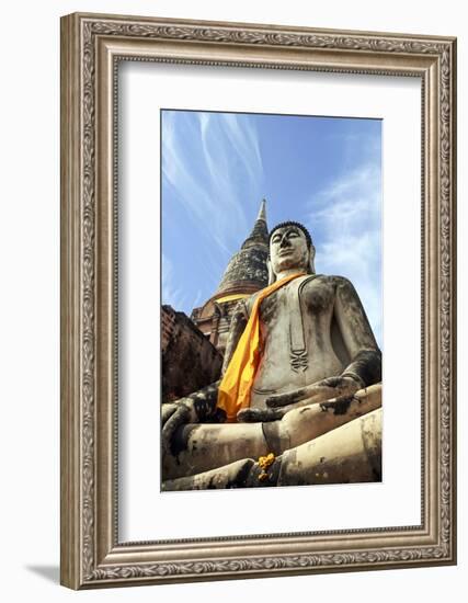 Ayutthaya, Thailand. Large Buddha at Wat Phra Mahathat, Ayutthaya Historical Park, near Bangkok-Miva Stock-Framed Photographic Print