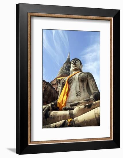 Ayutthaya, Thailand. Large Buddha at Wat Phra Mahathat, Ayutthaya Historical Park, near Bangkok-Miva Stock-Framed Photographic Print