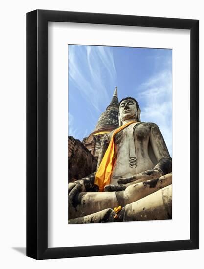 Ayutthaya, Thailand. Large Buddha at Wat Phra Mahathat, Ayutthaya Historical Park, near Bangkok-Miva Stock-Framed Photographic Print