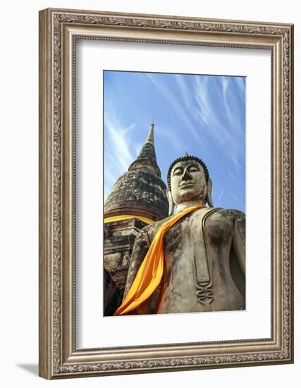 Ayutthaya, Thailand. Large Buddha at Wat Phra Mahathat, Ayutthaya Historical Park, near Bangkok-Miva Stock-Framed Photographic Print