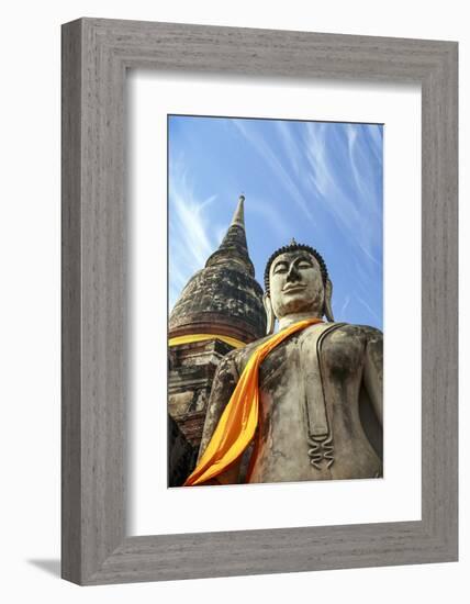 Ayutthaya, Thailand. Large Buddha at Wat Phra Mahathat, Ayutthaya Historical Park, near Bangkok-Miva Stock-Framed Photographic Print