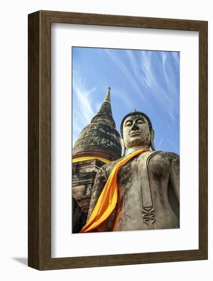 Ayutthaya, Thailand. Large Buddha at Wat Phra Mahathat, Ayutthaya Historical Park, near Bangkok-Miva Stock-Framed Photographic Print