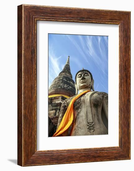 Ayutthaya, Thailand. Large Buddha at Wat Phra Mahathat, Ayutthaya Historical Park, near Bangkok-Miva Stock-Framed Photographic Print