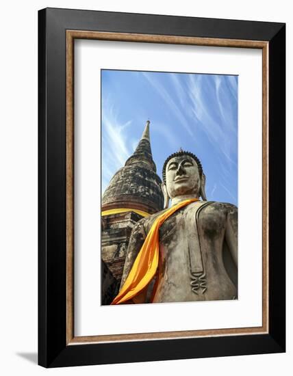 Ayutthaya, Thailand. Large Buddha at Wat Phra Mahathat, Ayutthaya Historical Park, near Bangkok-Miva Stock-Framed Photographic Print