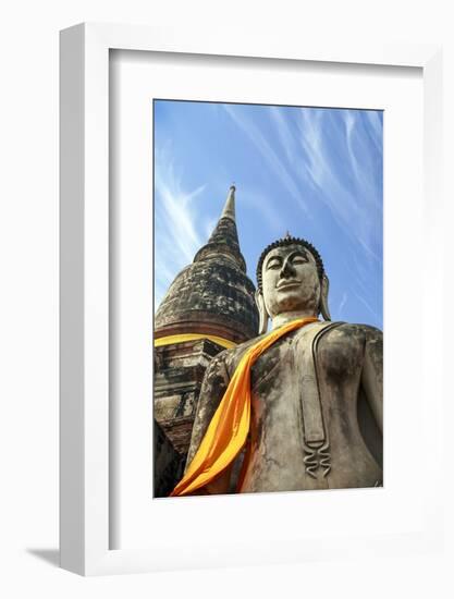 Ayutthaya, Thailand. Large Buddha at Wat Phra Mahathat, Ayutthaya Historical Park, near Bangkok-Miva Stock-Framed Photographic Print