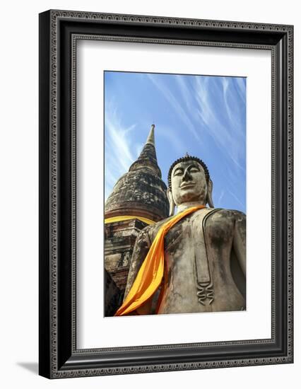 Ayutthaya, Thailand. Large Buddha at Wat Phra Mahathat, Ayutthaya Historical Park, near Bangkok-Miva Stock-Framed Photographic Print