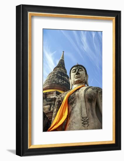 Ayutthaya, Thailand. Large Buddha at Wat Phra Mahathat, Ayutthaya Historical Park, near Bangkok-Miva Stock-Framed Photographic Print