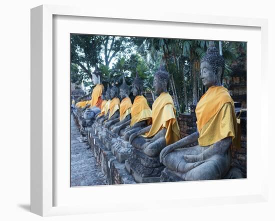 Ayutthaya Wat Yai Chai Mongkol Row of Buddha Statues-Terry Eggers-Framed Photographic Print