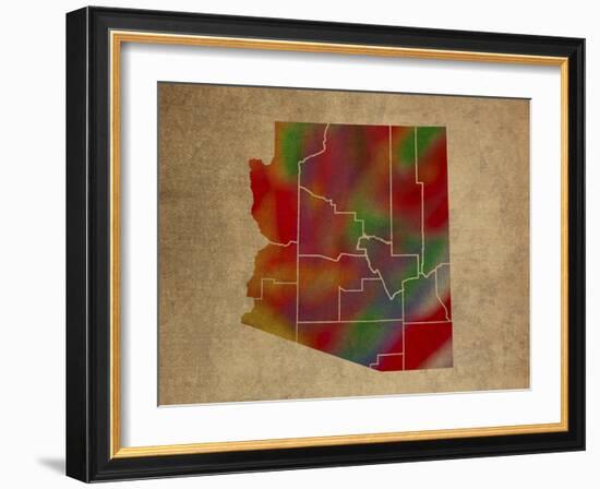 AZ Colorful Counties-Red Atlas Designs-Framed Giclee Print