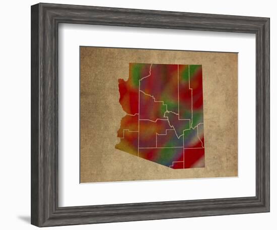 AZ Colorful Counties-Red Atlas Designs-Framed Giclee Print