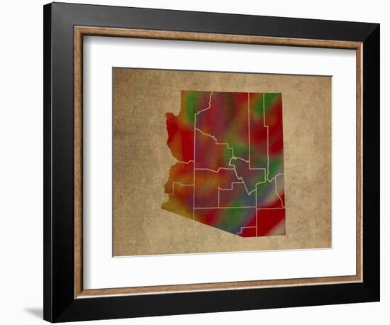 AZ Colorful Counties-Red Atlas Designs-Framed Giclee Print