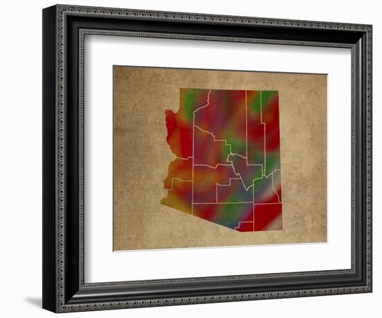 AZ Colorful Counties-Red Atlas Designs-Framed Giclee Print