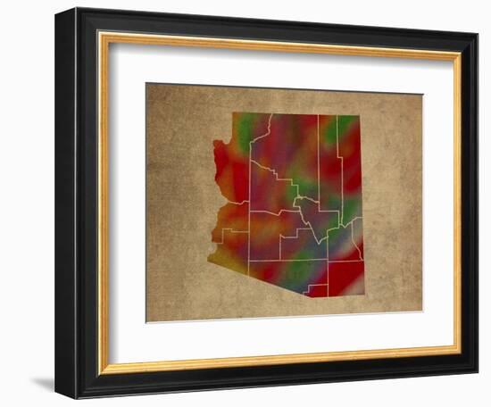 AZ Colorful Counties-Red Atlas Designs-Framed Giclee Print