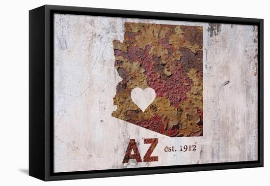 AZ Rusty Cementwall Heart-Red Atlas Designs-Framed Premier Image Canvas