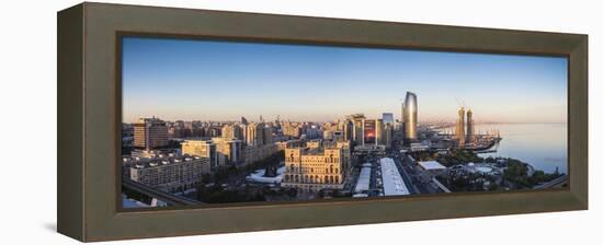 Azerbaijan, Baku. Skyline with Dom Soviet Government House.-Walter Bibikow-Framed Premier Image Canvas