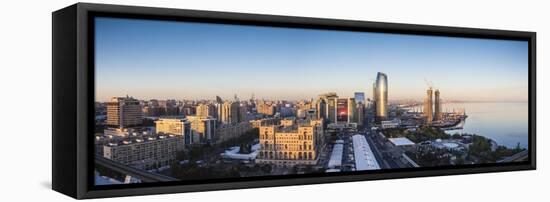 Azerbaijan, Baku. Skyline with Dom Soviet Government House.-Walter Bibikow-Framed Premier Image Canvas