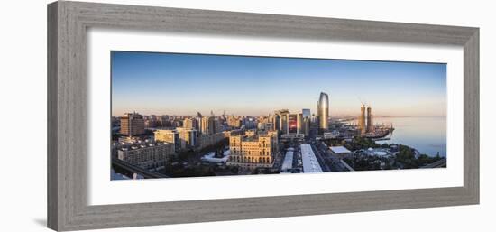 Azerbaijan, Baku. Skyline with Dom Soviet Government House.-Walter Bibikow-Framed Photographic Print