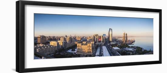 Azerbaijan, Baku. Skyline with Dom Soviet Government House.-Walter Bibikow-Framed Photographic Print