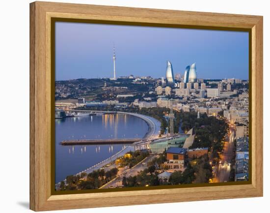 Azerbaijan, Baku, View of City Looking Towards the Baku Business Center on the Bulvur-Jane Sweeney-Framed Premier Image Canvas