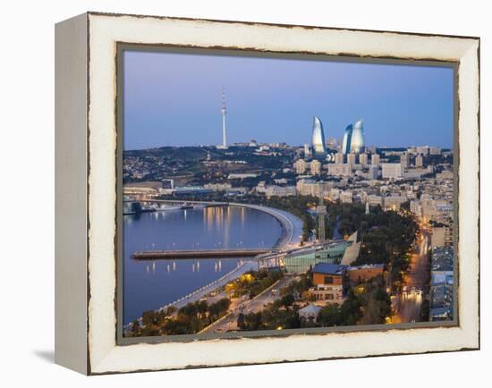 Azerbaijan, Baku, View of City Looking Towards the Baku Business Center on the Bulvur-Jane Sweeney-Framed Premier Image Canvas