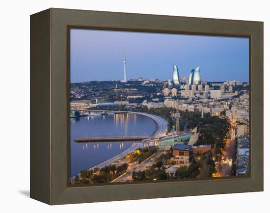 Azerbaijan, Baku, View of City Looking Towards the Baku Business Center on the Bulvur-Jane Sweeney-Framed Premier Image Canvas