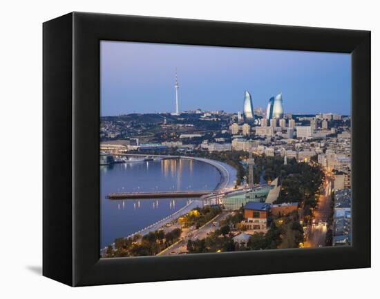 Azerbaijan, Baku, View of City Looking Towards the Baku Business Center on the Bulvur-Jane Sweeney-Framed Premier Image Canvas