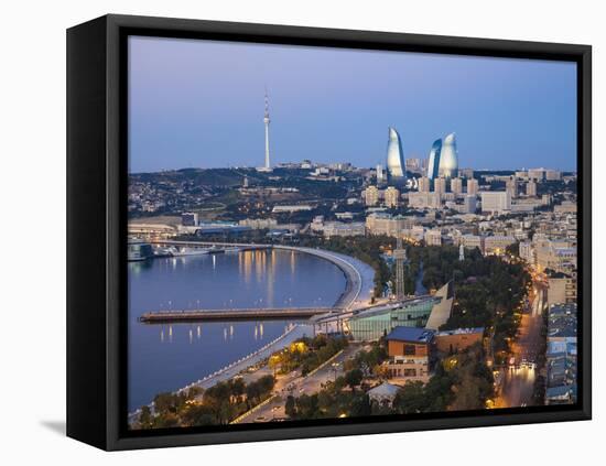 Azerbaijan, Baku, View of City Looking Towards the Baku Business Center on the Bulvur-Jane Sweeney-Framed Premier Image Canvas