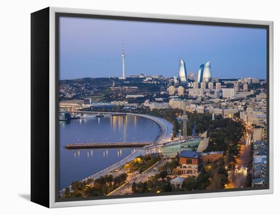 Azerbaijan, Baku, View of City Looking Towards the Baku Business Center on the Bulvur-Jane Sweeney-Framed Premier Image Canvas