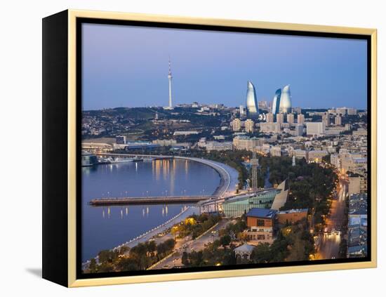 Azerbaijan, Baku, View of City Looking Towards the Baku Business Center on the Bulvur-Jane Sweeney-Framed Premier Image Canvas