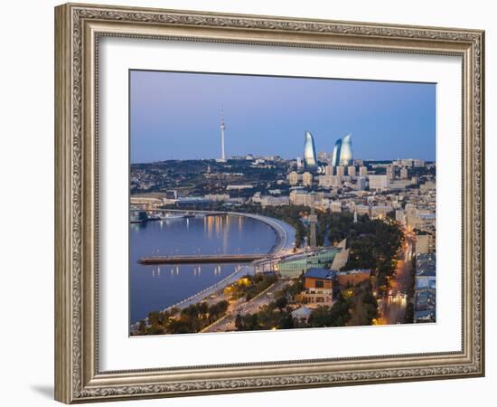 Azerbaijan, Baku, View of City Looking Towards the Baku Business Center on the Bulvur-Jane Sweeney-Framed Photographic Print