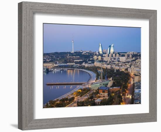 Azerbaijan, Baku, View of City Looking Towards the Baku Business Center on the Bulvur-Jane Sweeney-Framed Photographic Print