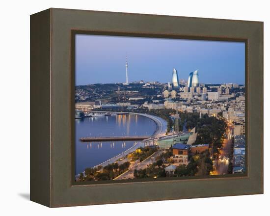 Azerbaijan, Baku, View of City Looking Towards the Baku Business Center on the Bulvur-Jane Sweeney-Framed Premier Image Canvas