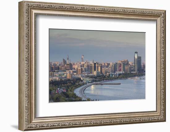 Azerbaijan, Baku. View of city skyline from the west.-Walter Bibikow-Framed Photographic Print