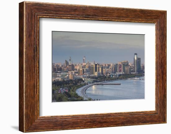 Azerbaijan, Baku. View of city skyline from the west.-Walter Bibikow-Framed Photographic Print