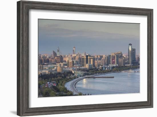 Azerbaijan, Baku. View of city skyline from the west.-Walter Bibikow-Framed Photographic Print