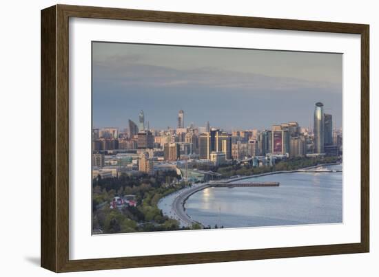 Azerbaijan, Baku. View of city skyline from the west.-Walter Bibikow-Framed Photographic Print