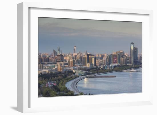 Azerbaijan, Baku. View of city skyline from the west.-Walter Bibikow-Framed Photographic Print