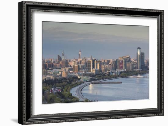 Azerbaijan, Baku. View of city skyline from the west.-Walter Bibikow-Framed Photographic Print