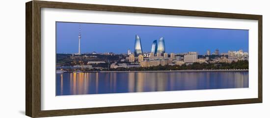 Azerbaijan, Baku, View of the Flame Towers Reflecting in the Caspian Sea-Jane Sweeney-Framed Photographic Print