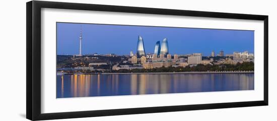 Azerbaijan, Baku, View of the Flame Towers Reflecting in the Caspian Sea-Jane Sweeney-Framed Photographic Print