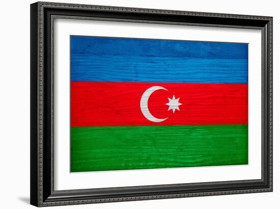 Azerbaijan Flag Design with Wood Patterning - Flags of the World Series-Philippe Hugonnard-Framed Art Print