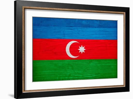 Azerbaijan Flag Design with Wood Patterning - Flags of the World Series-Philippe Hugonnard-Framed Premium Giclee Print