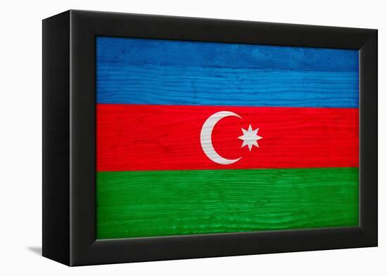 Azerbaijan Flag Design with Wood Patterning - Flags of the World Series-Philippe Hugonnard-Framed Stretched Canvas