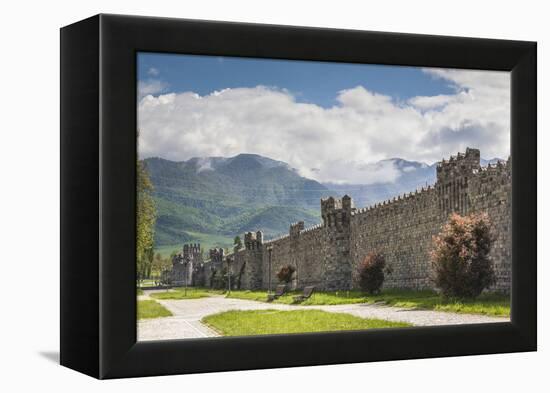 Azerbaijan, Ismayili. Old city walls and Caucasus Mountains-Walter Bibikow-Framed Premier Image Canvas